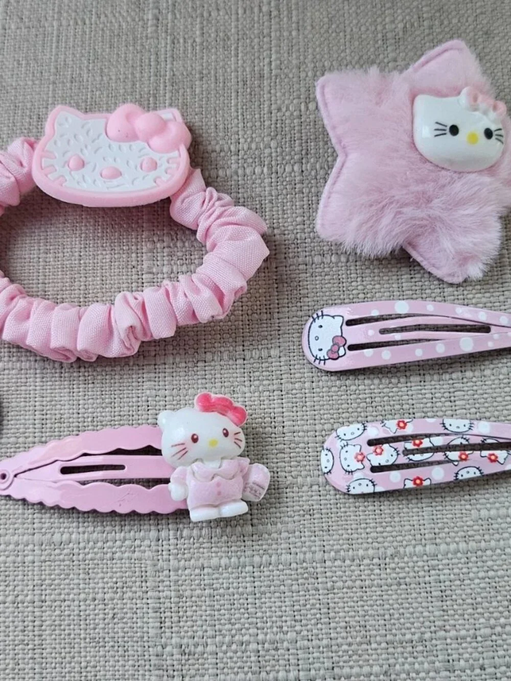 Hello Kity Girls Hair Accessory Hair Clips Pink set of 5 Hair Catcher NEW